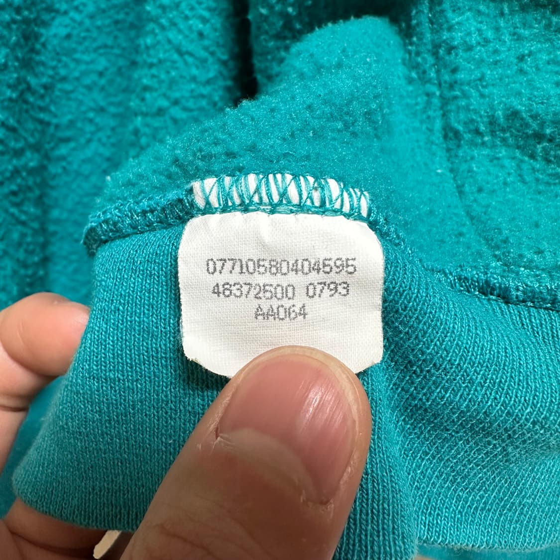 90s 빈티지 에메랄드 블루 후드 집업 L사이즈 상품이미지9