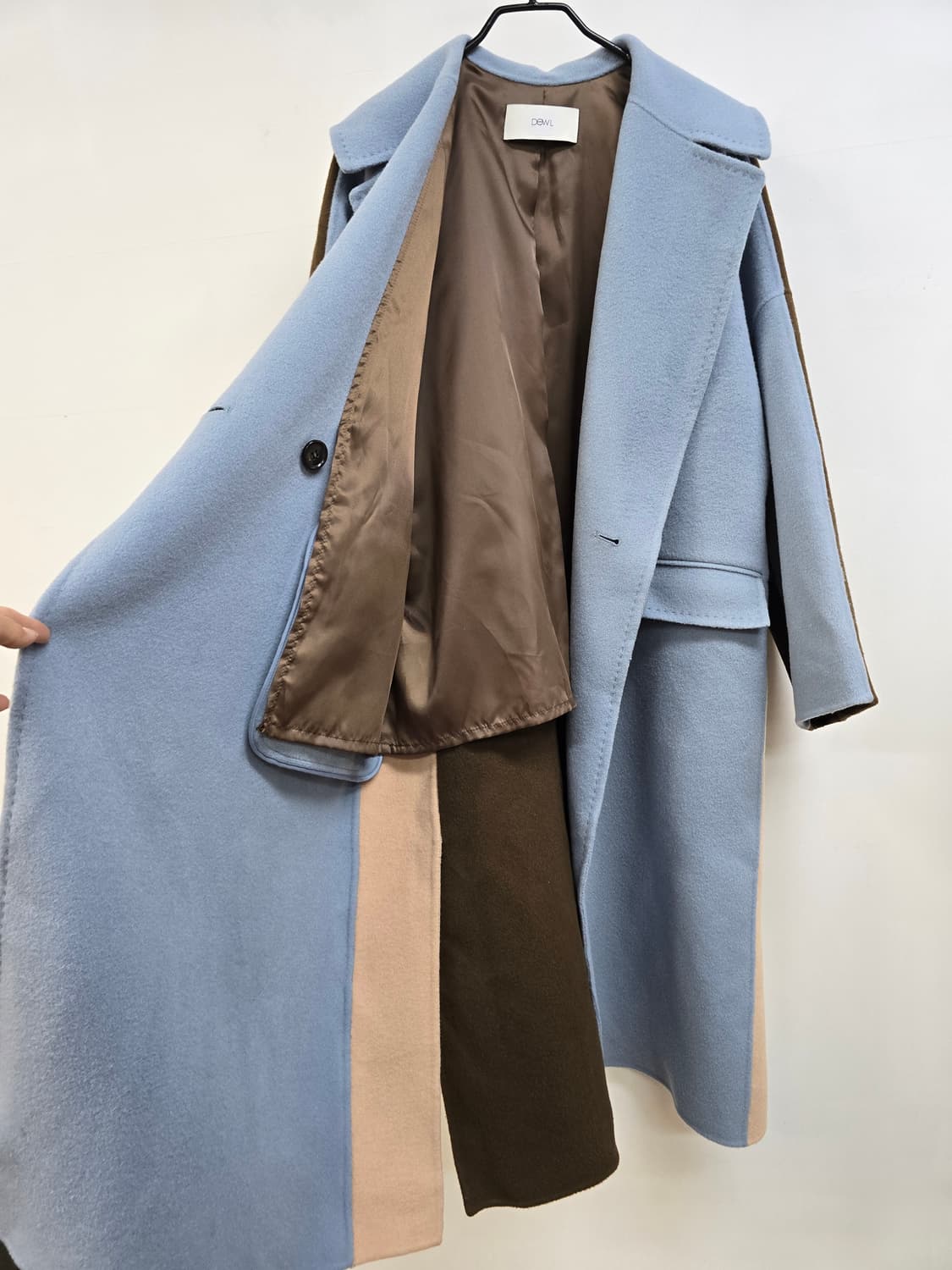 듀엘 캐시미어 블랜딩 모100% 컬러블럭 루즈핏 롱코트 상품이미지8