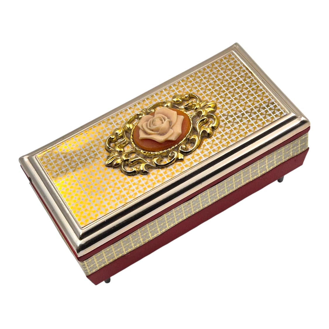 70s 실버 레더 로즈 카메오 오르골 보석함 상품이미지1