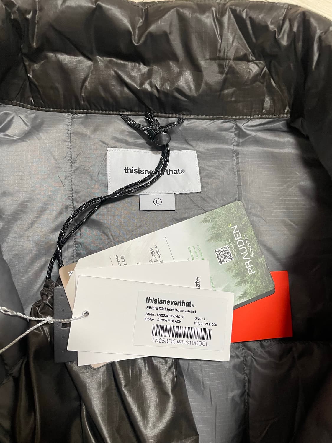 디스이즈네버댓 퍼텍스 경량 패딩 (브라운블랙/L) 상품이미지4