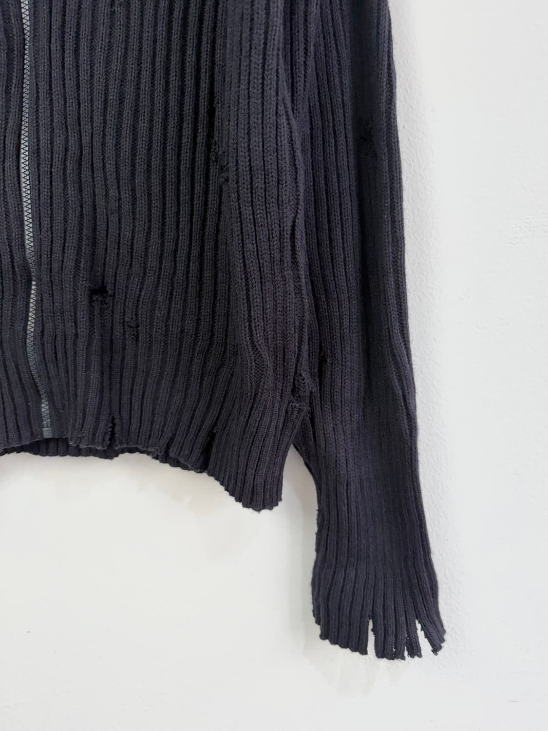 빈티지 디스트레스드 코만도 니트 집업 상품이미지3