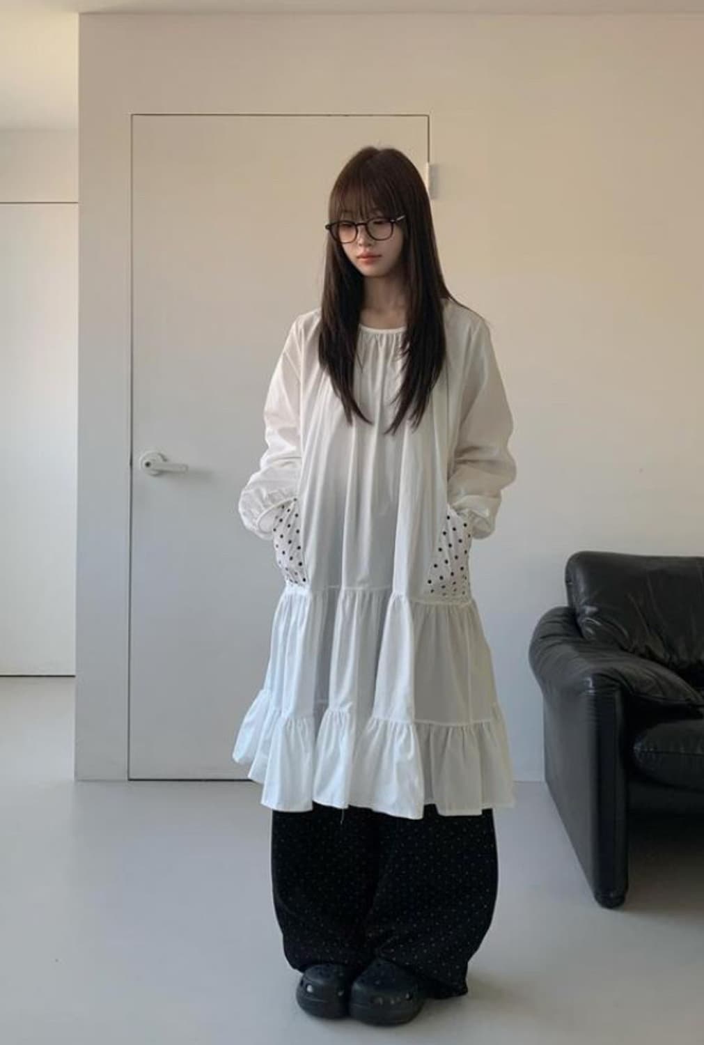 위시 도트포켓 프릴 원피스 상품이미지1