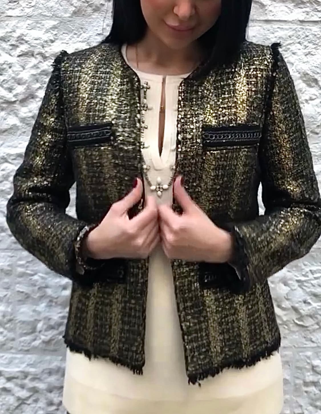 산드로 메탈릭 골든 트위드 자켓 상품이미지1