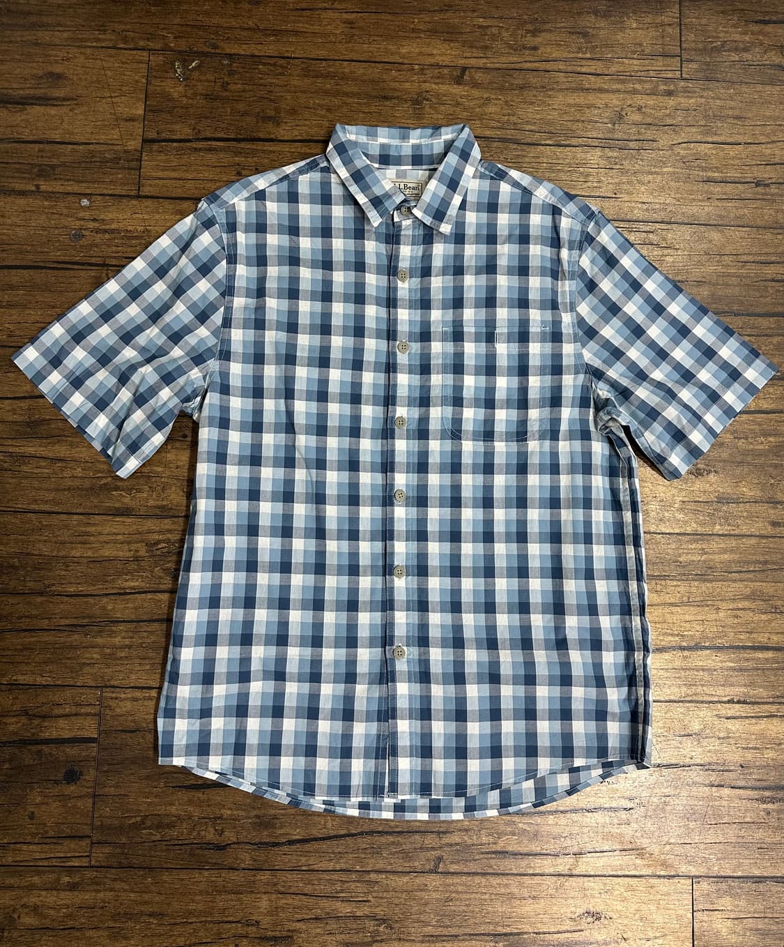 L.L.Bean 깅엄체크 반팔 셔츠 M 새제품 상품이미지1