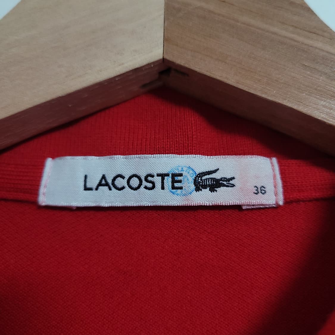 (36) LACOSTE 라코스테 여성 레드 긴팔 카라 티셔츠 상품이미지3