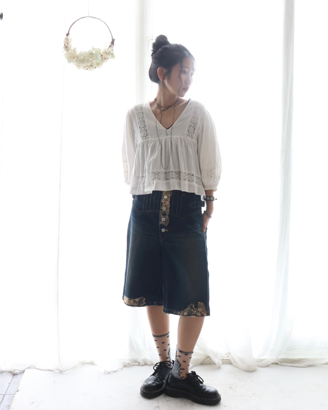 Vintage Lace Puff Cotton Blouse 상품이미지7