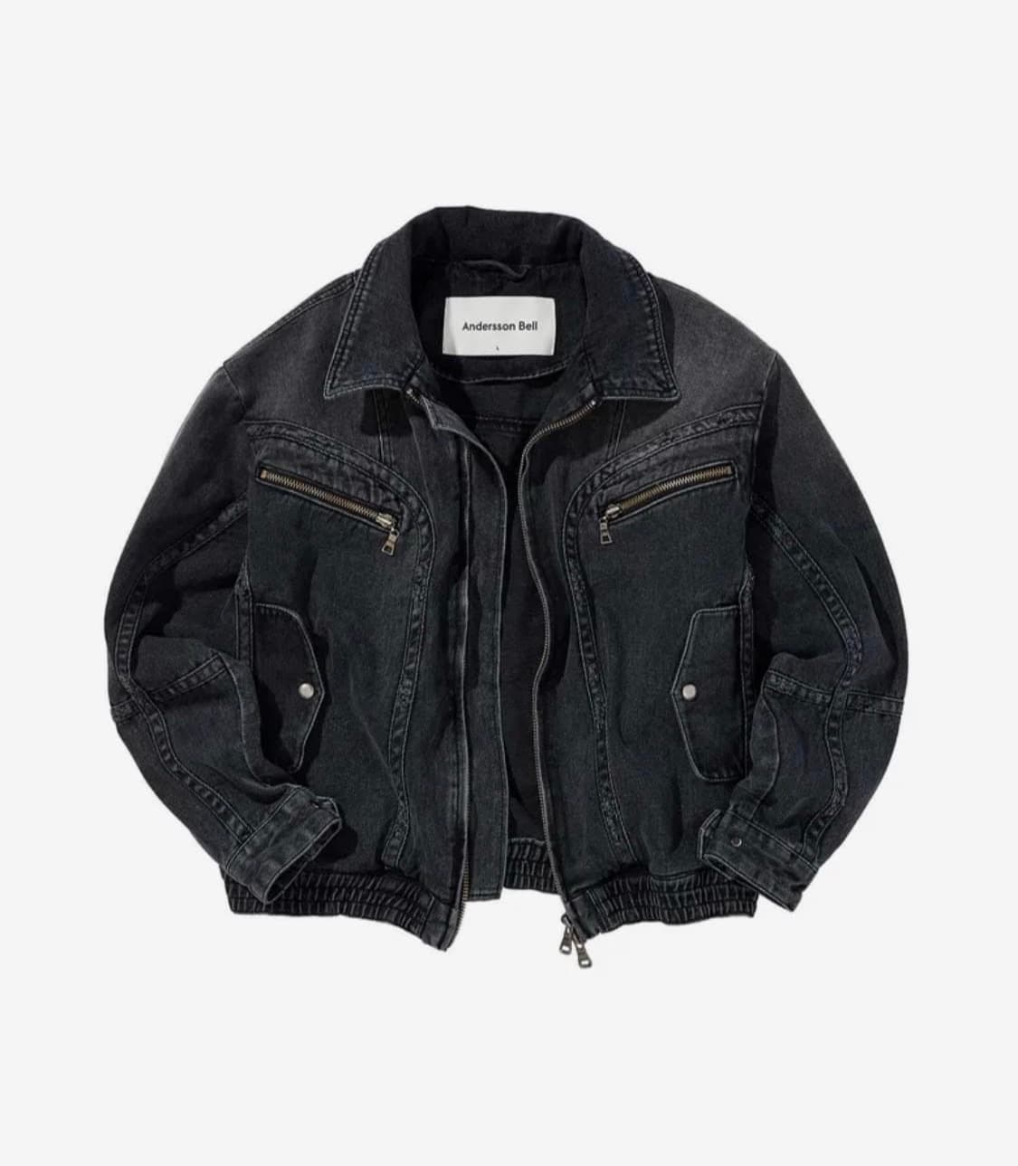 [앤더슨벨] 포인트 데님 블루종 자켓 (블랙/XL) 상품이미지1