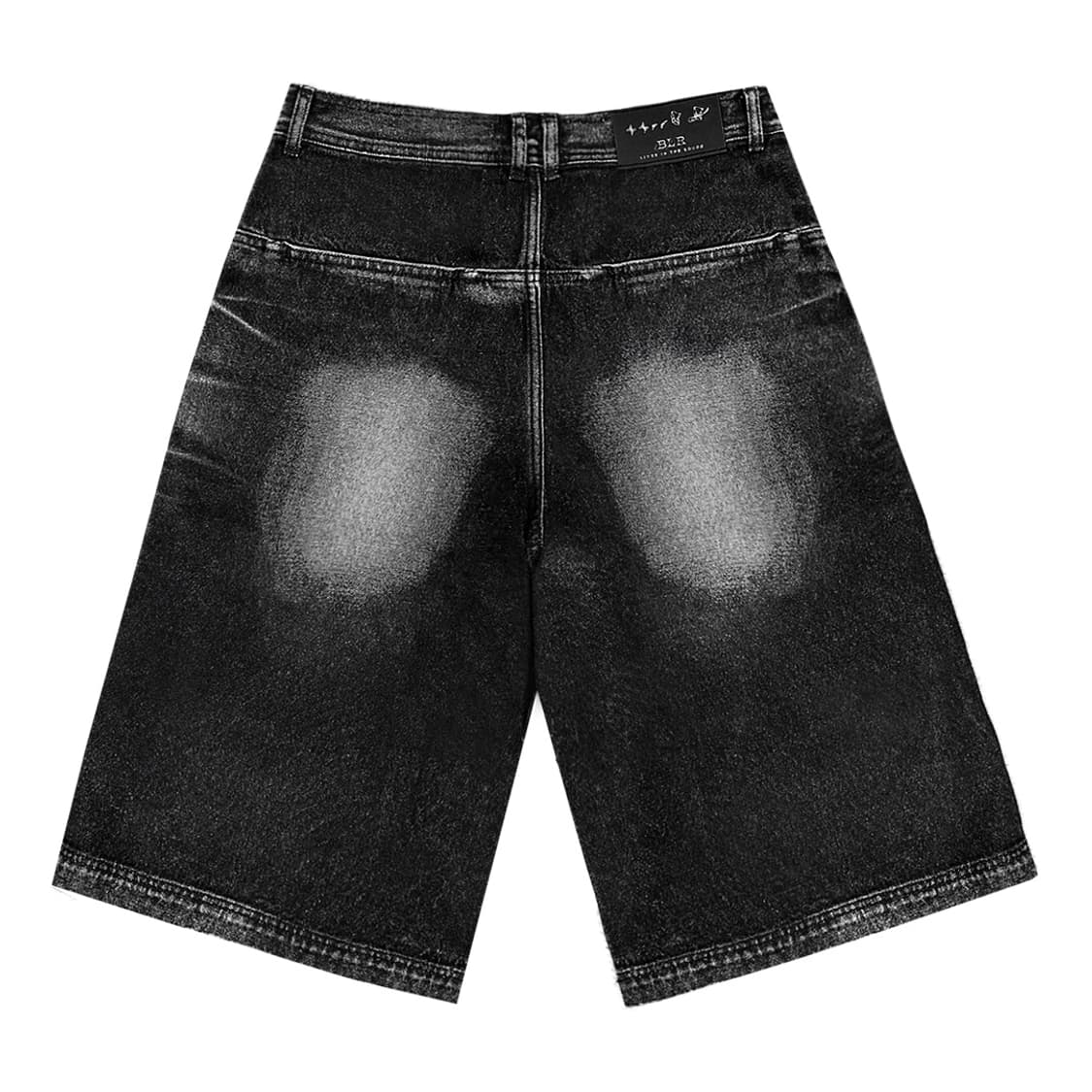 BLR 비엘알 엠보스드 웨이브 워싱 버뮤다 데님 팬츠 블랙 M 상품이미지2