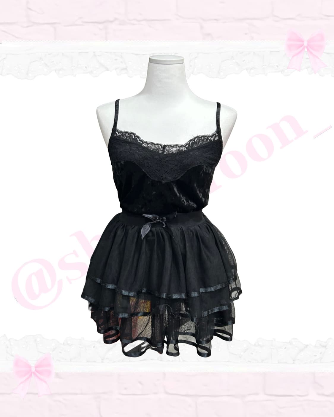 [셋업] 널디 흰검 져지 블랙 벨벳 레이스 일본빈티지 상품이미지4