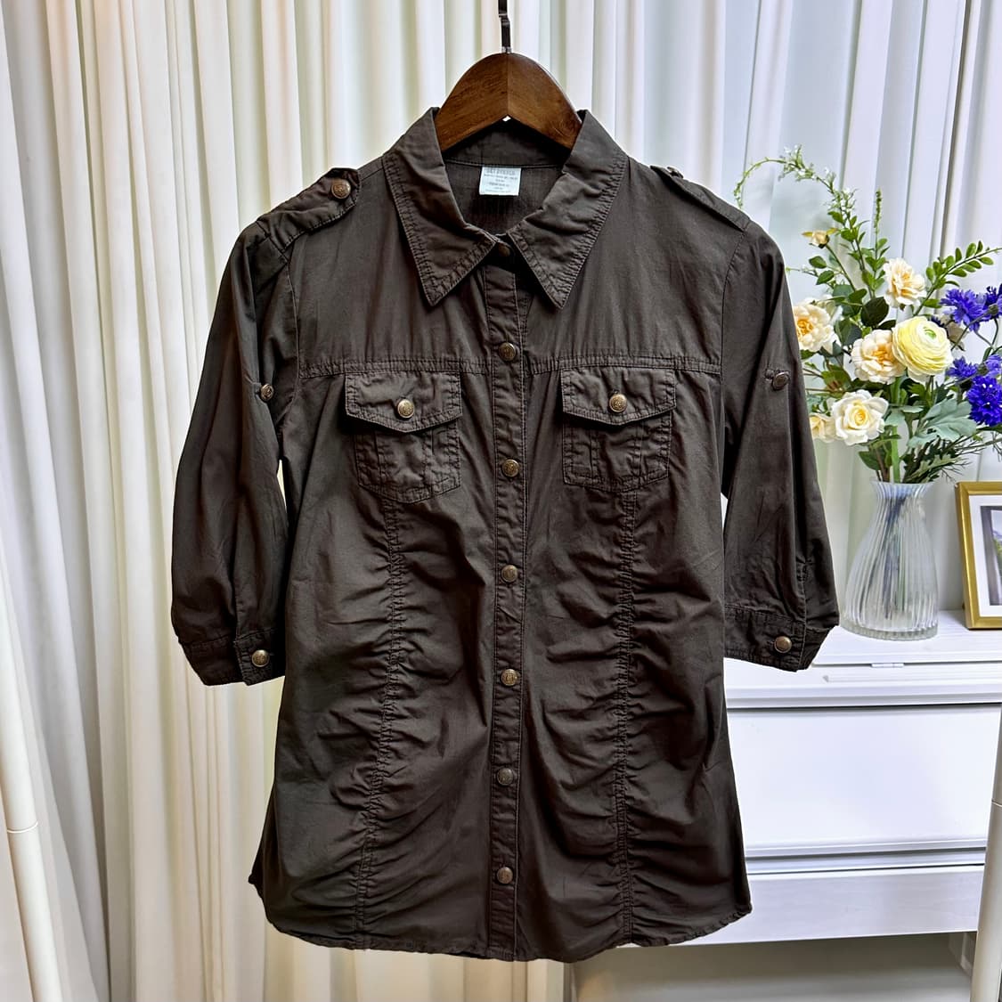 SKY BOMBER 셔링 셔츠 상품이미지1