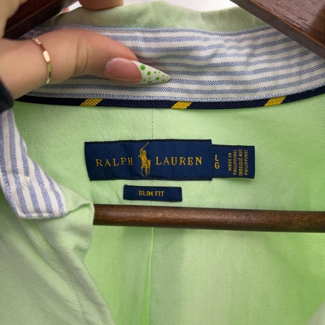 폴로 랄프로렌 캐주얼 피스타치오 그린 슬림핏 셔츠 L C09128 상품이미지5