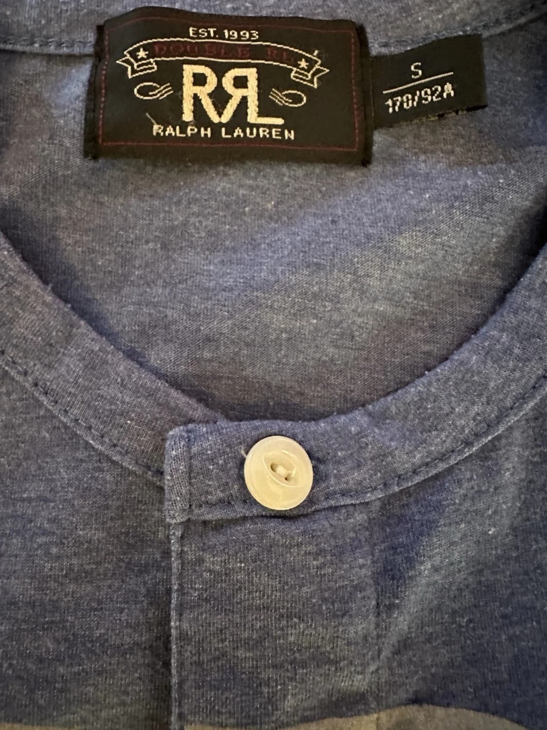 RRL 더블알엘 헤리티지 로고 그래픽 헨리넥 티셔츠 블루 상품이미지3