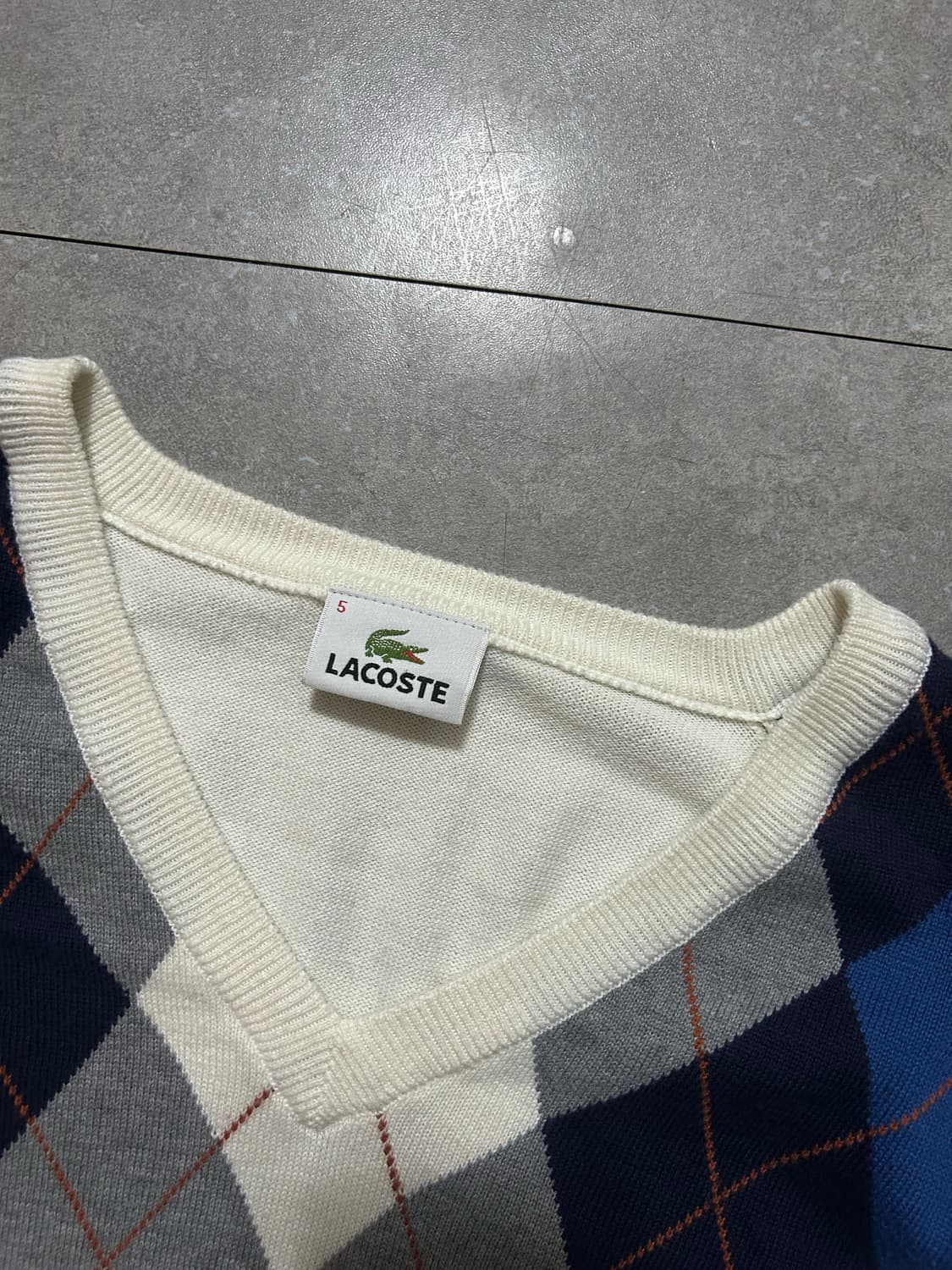 라코스테 아가일 빈티지 코튼 니트  105size   상품이미지3