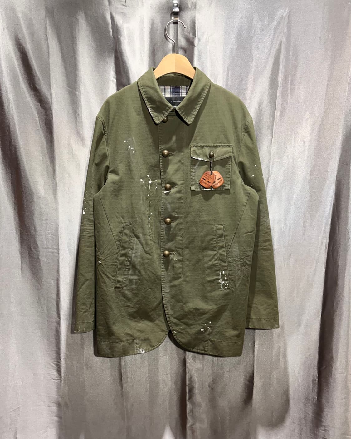 50 DSQUARED 디스퀘어드2 페인팅 써클버튼 카키 야상 자켓 상품이미지2