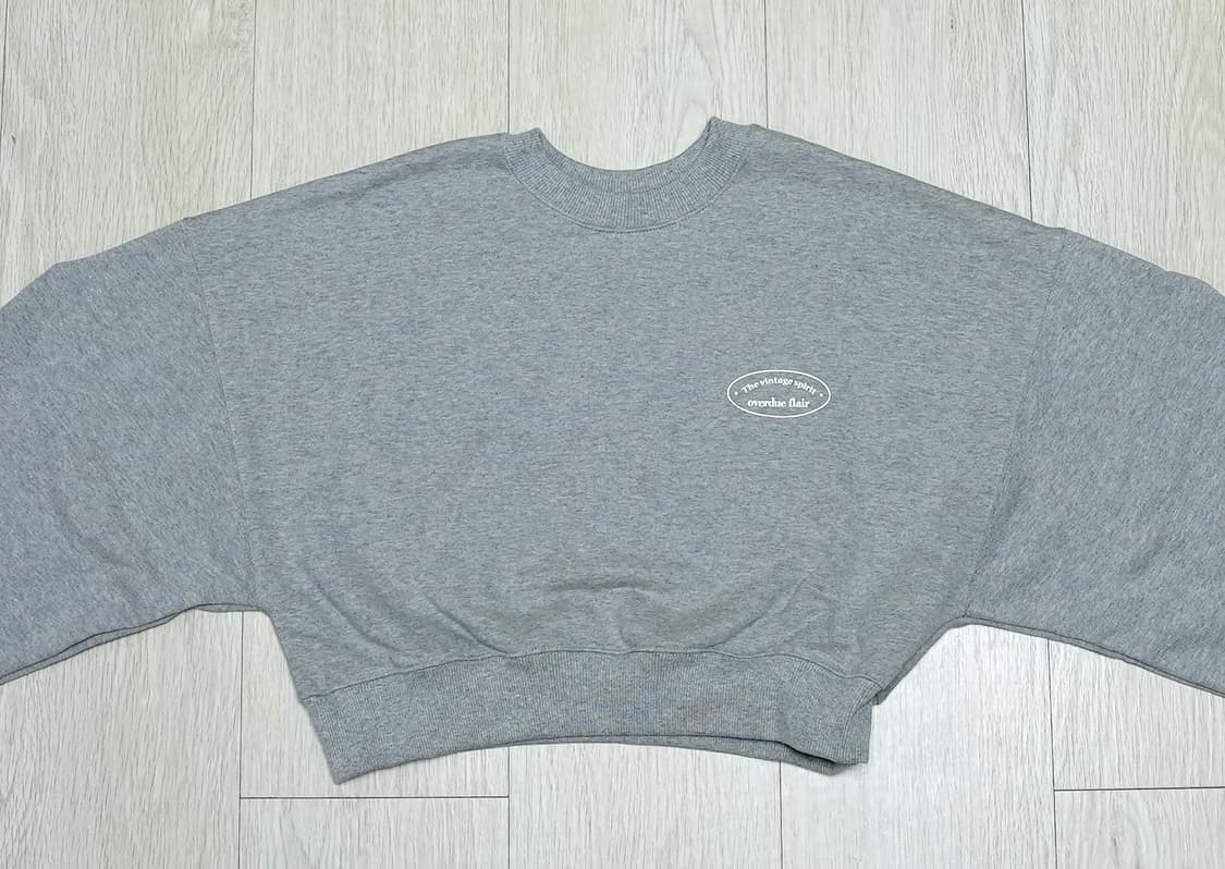 오버듀플레어 크롭 맨투맨 멜란지그레이 상품이미지2