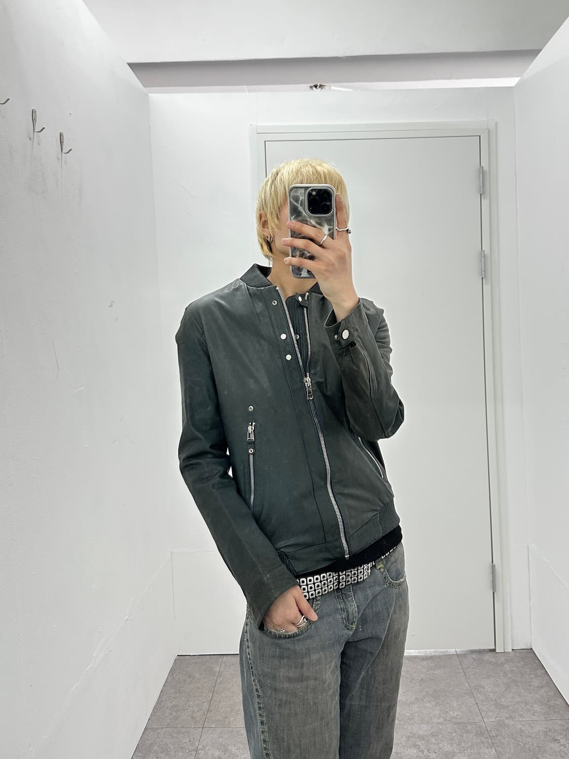 Intermezzo Faded Slim Leather Bomber 상품이미지2