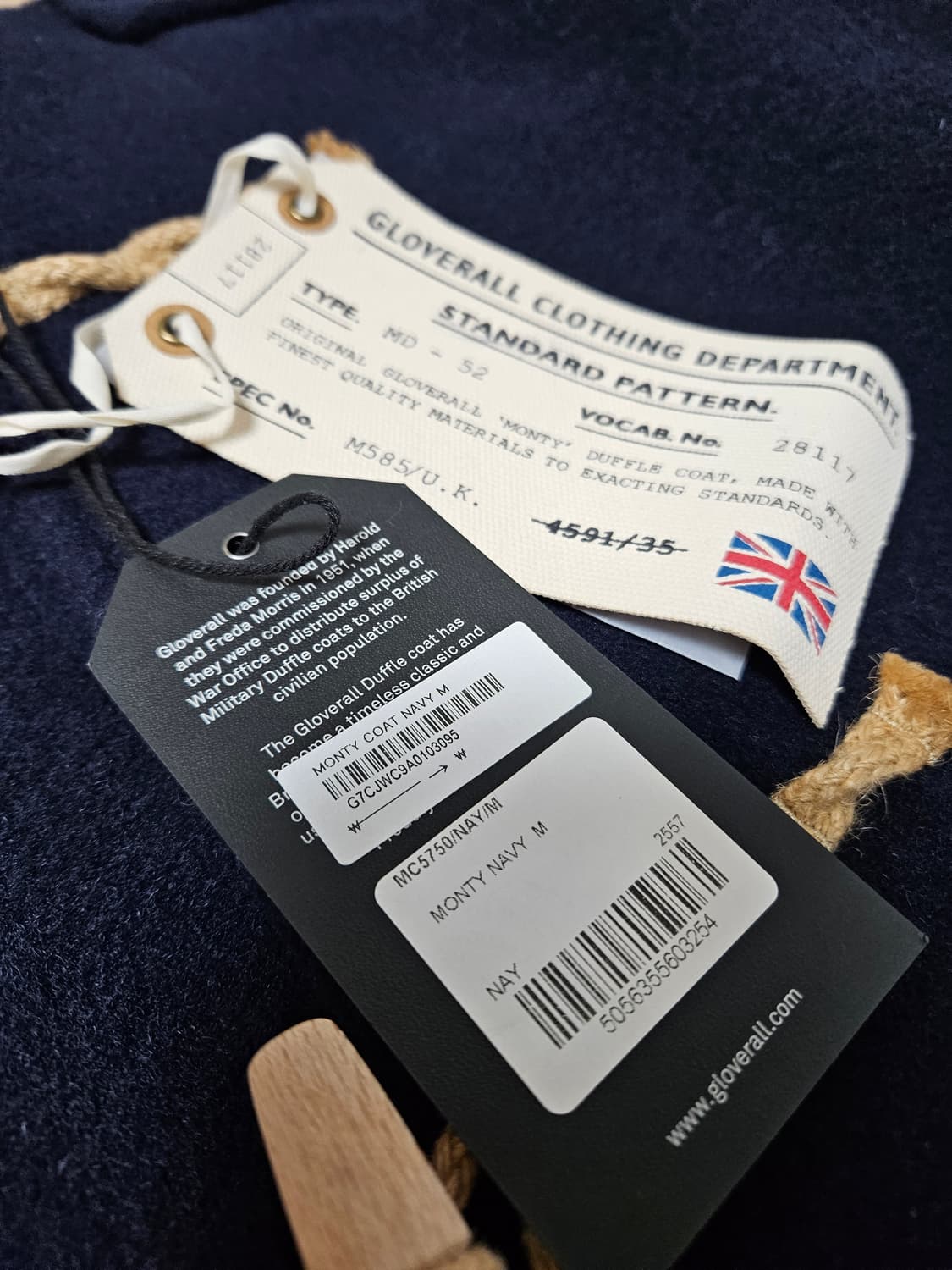 [M사이즈] 글로버올 오리지널 더플 코트 네이비 상품이미지3