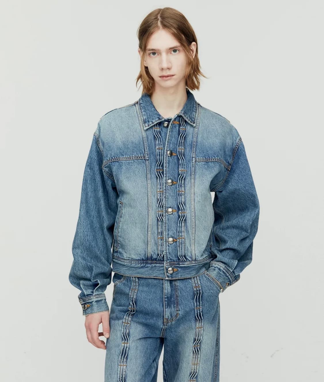 앤더슨벨 웨이브 데님 봄버 자켓 awa570m 상품이미지1