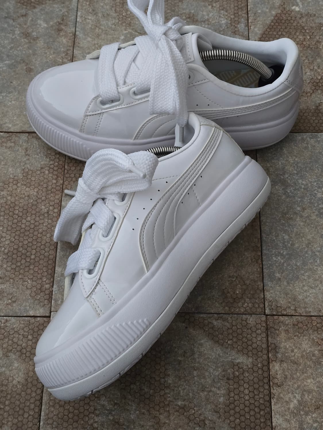 (250)푸마 스웨이드 마유 하트 페이턴트 화이트 상품이미지5