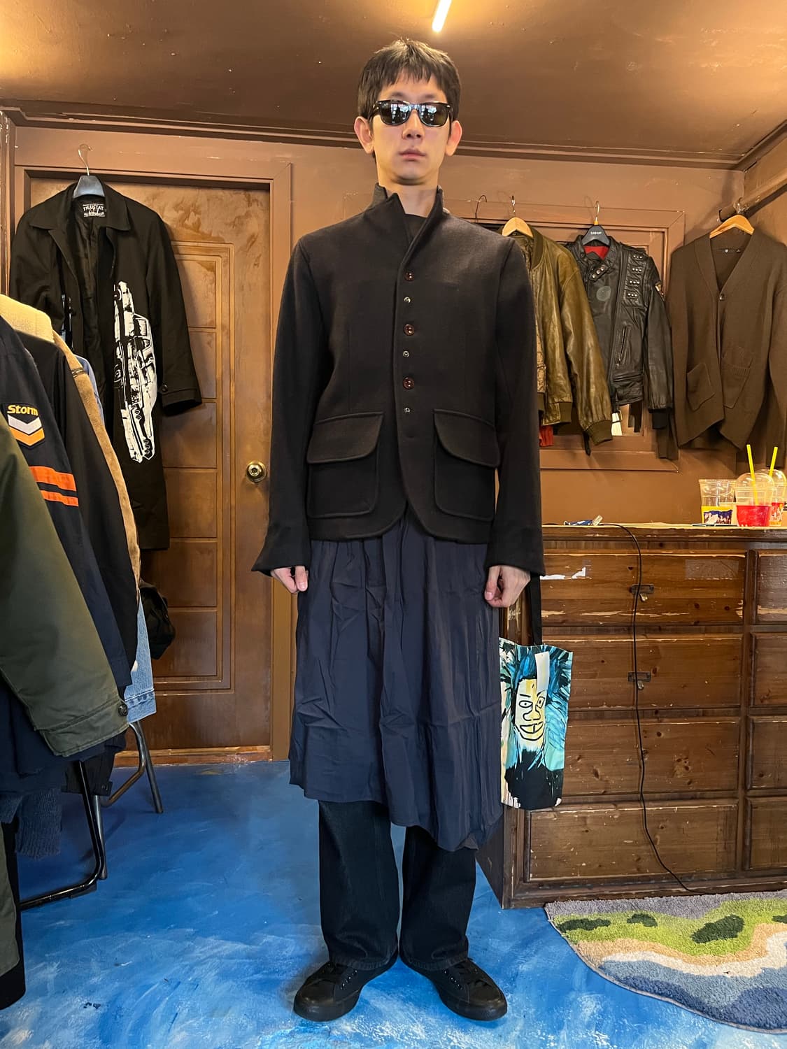 hk works london Asymmetric skirt navy 상품이미지1