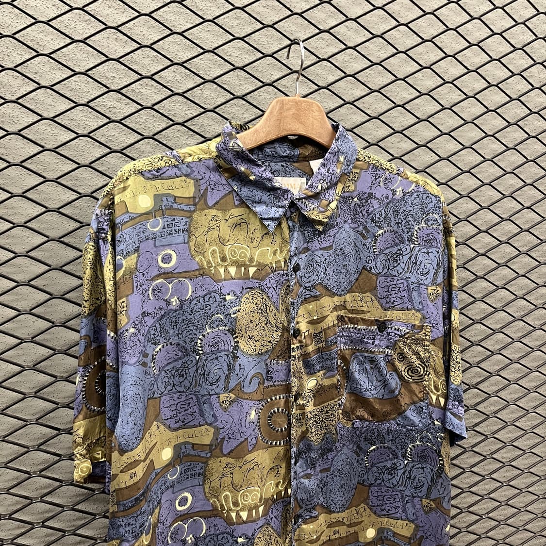 USA VINTAGE 원포켓 실크 100 반팔 셔츠 블루 상품이미지3