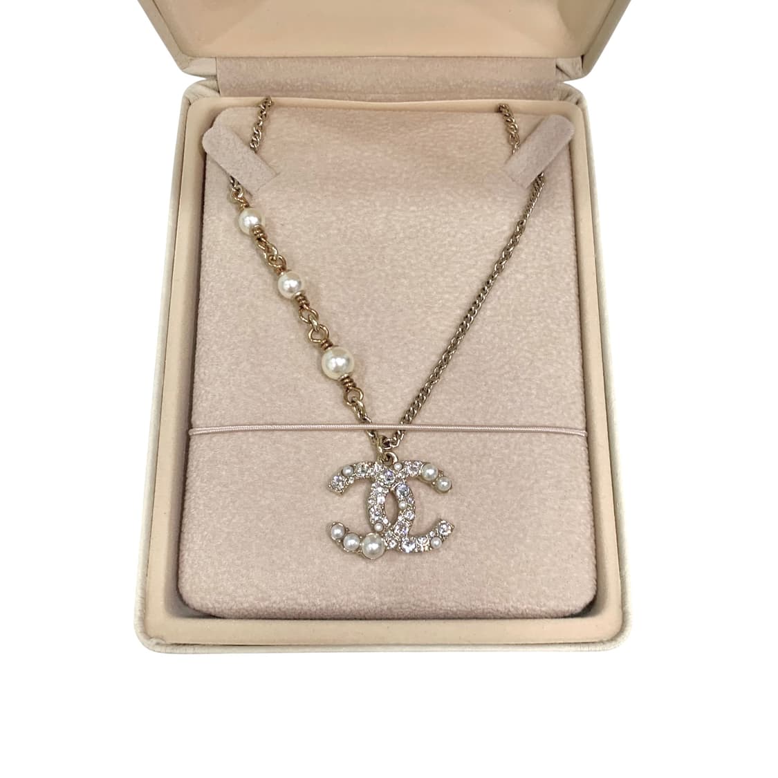 샤넬 크리스탈 진주 롱&숏 골드 목걸이 상품이미지1