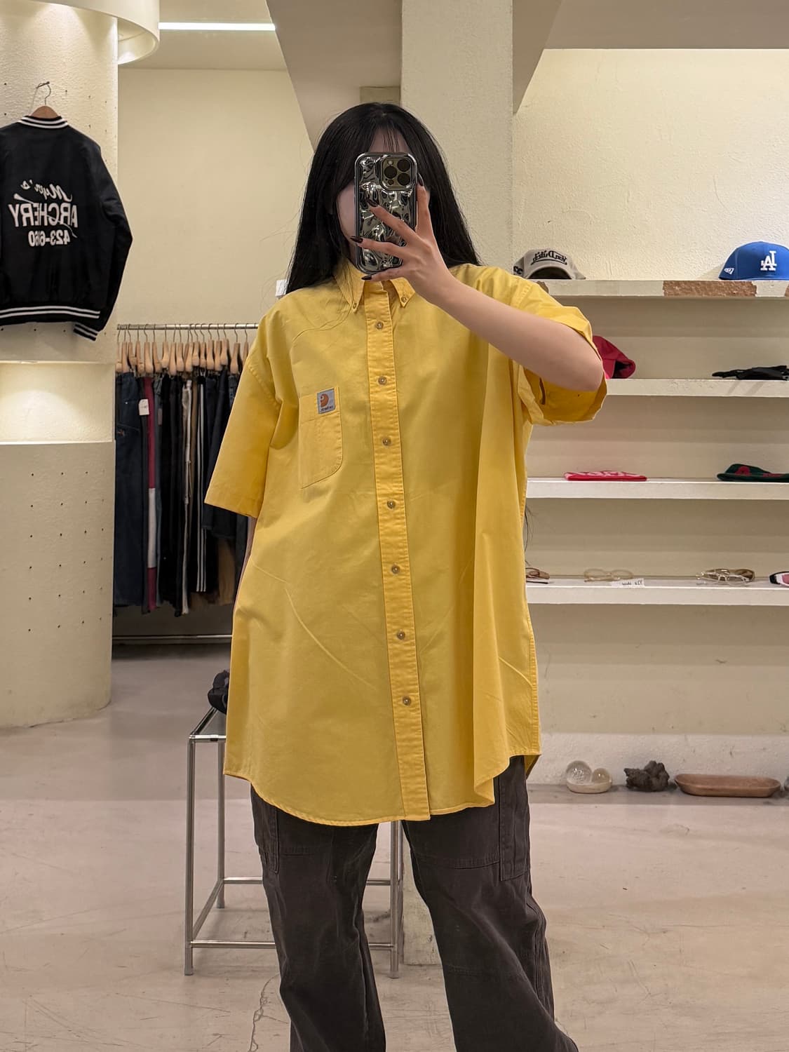 칼하트 원포켓 옐로우 반팔 워크셔츠 U1679 상품이미지1