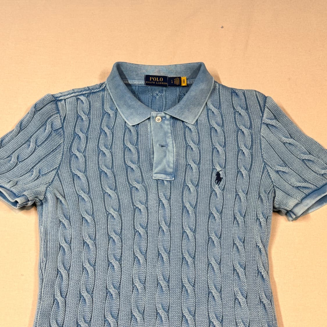 L) 폴로 랄프로렌 가먼트다이 케이블 니트 원피스 하늘색 상품이미지3