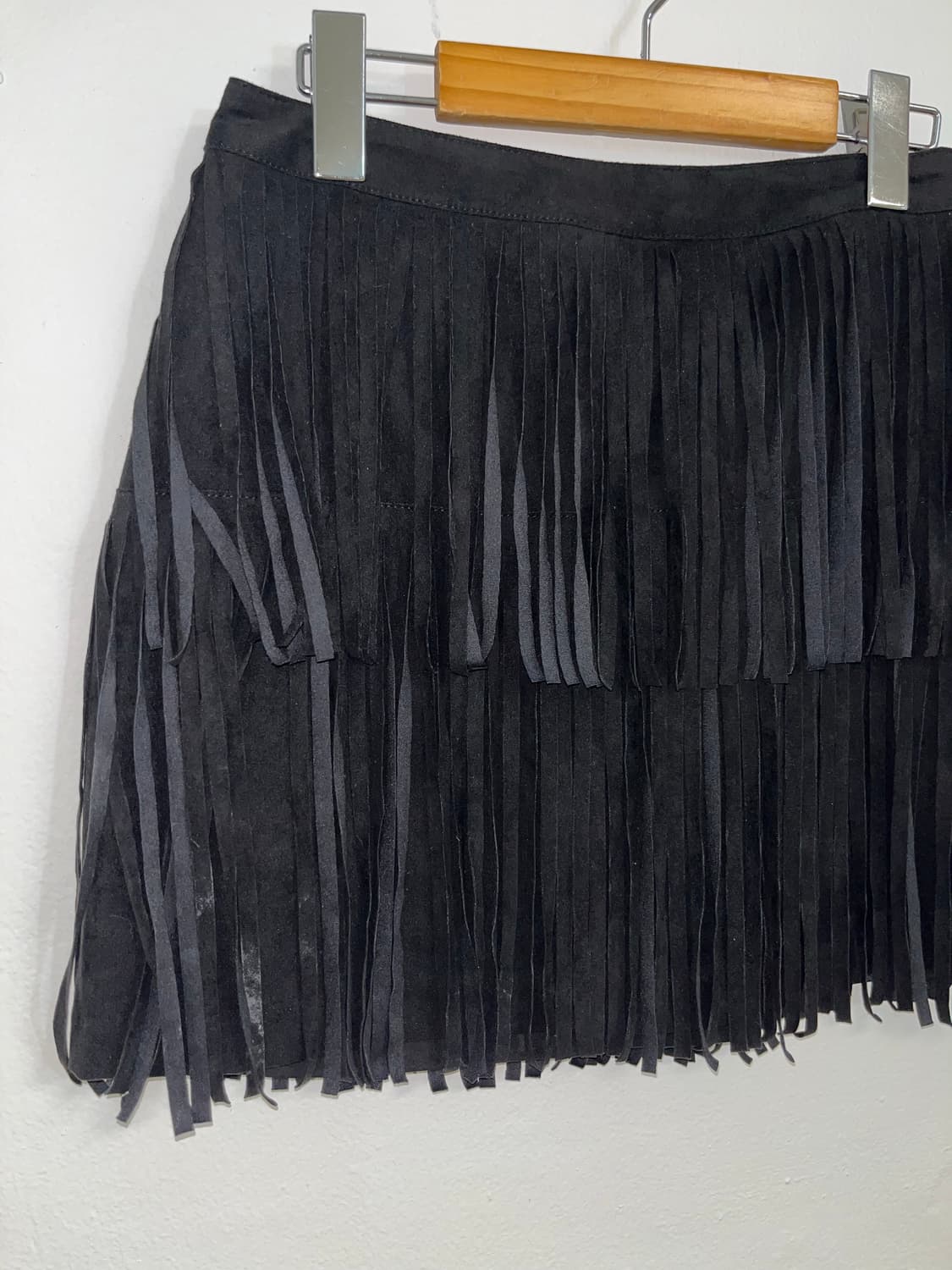 블랙 스웨이드 프린지 스커트 상품이미지2