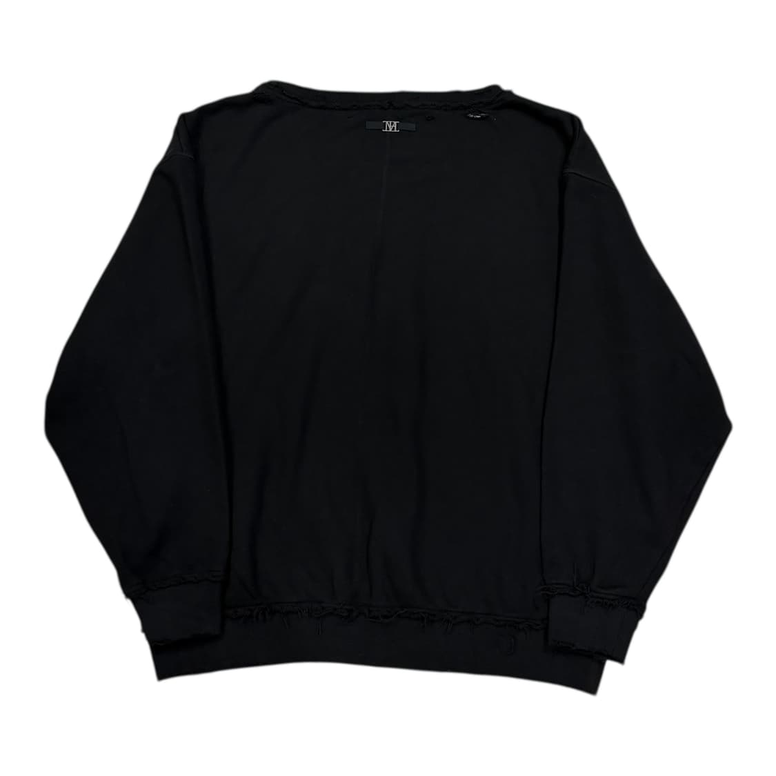 트리밍버드 스크레치 데미지 보트넥 스웻셔츠 맨투맨 블랙 상품이미지2