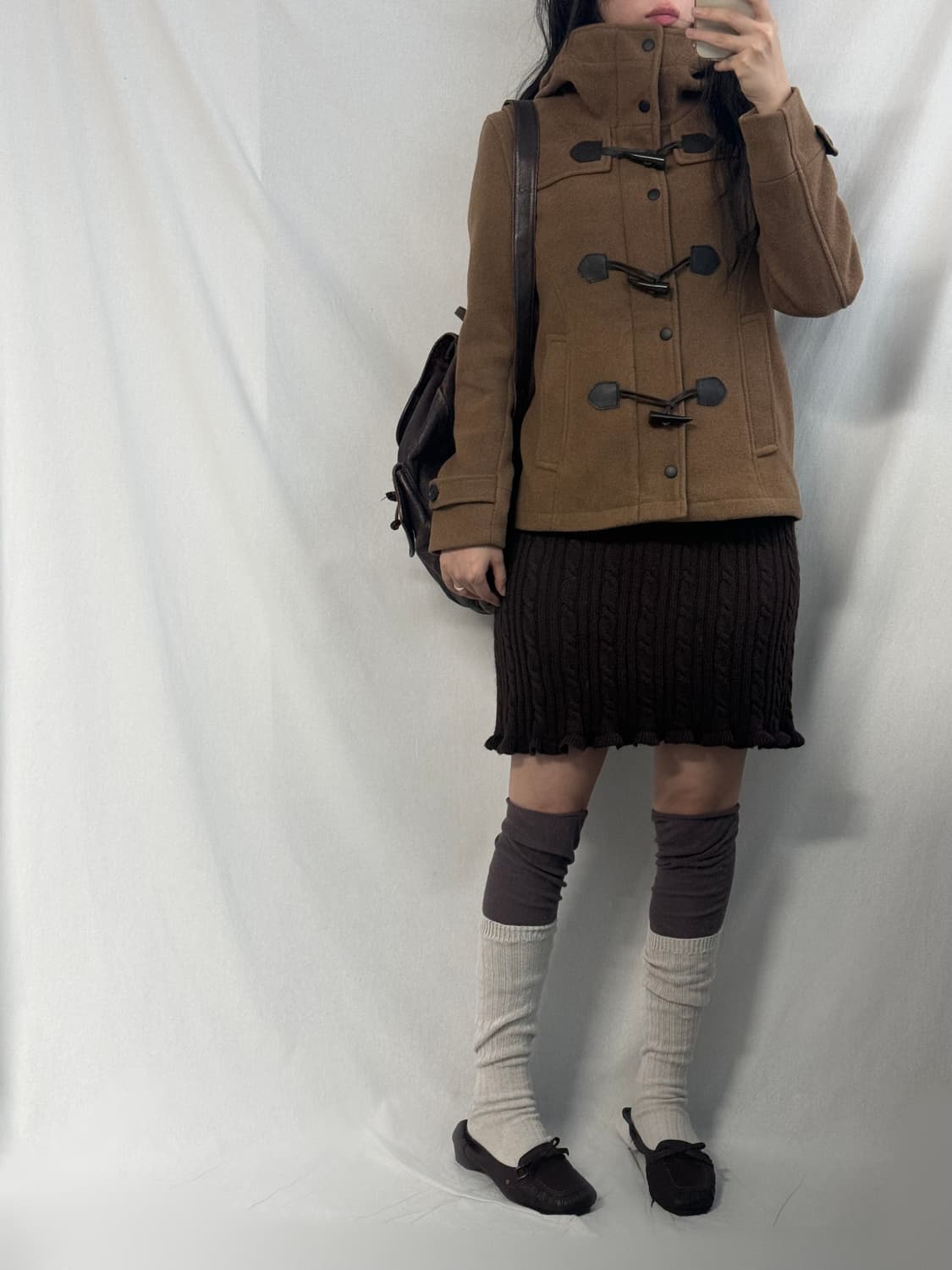 하레 울 블렌디드 하이넥 더플 버튼 코트 상품이미지10