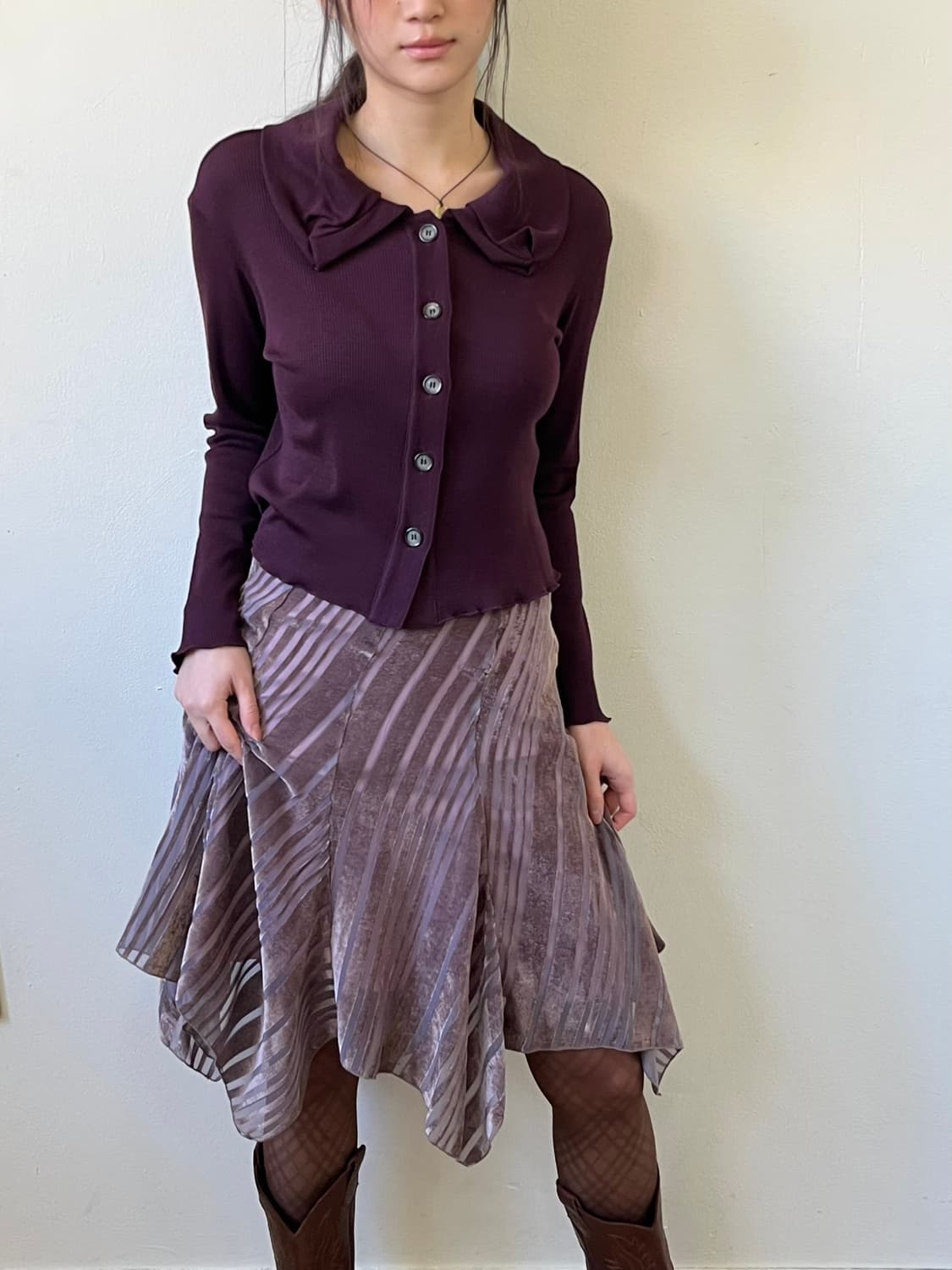 Japan vtg 벨벳 시스루 스커트 상품이미지4