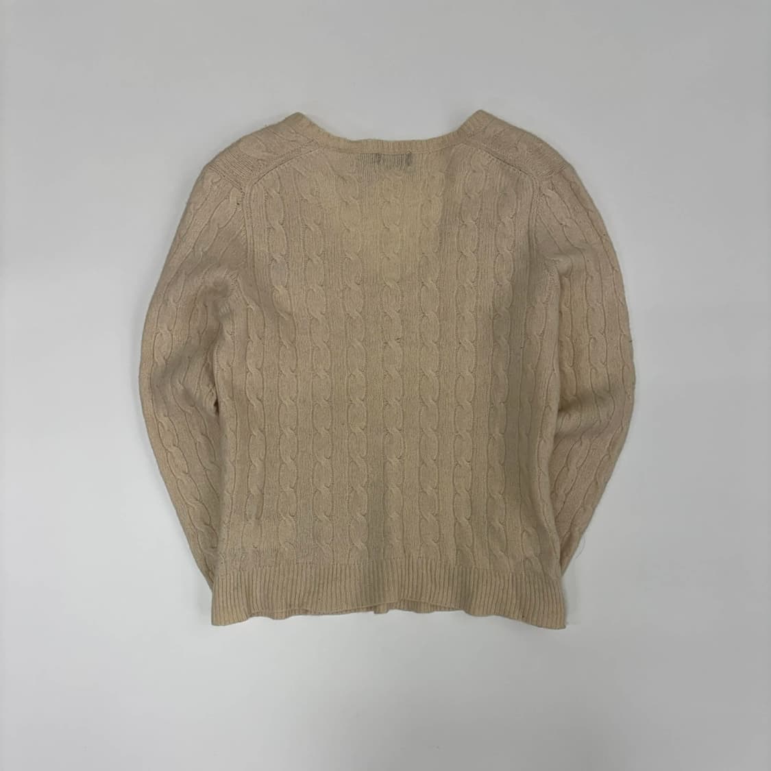 폴로 랄프로렌 신형 라벨 울 캐시미어 아이보리 케이블 걸즈 브이넥 니트( 상품이미지3