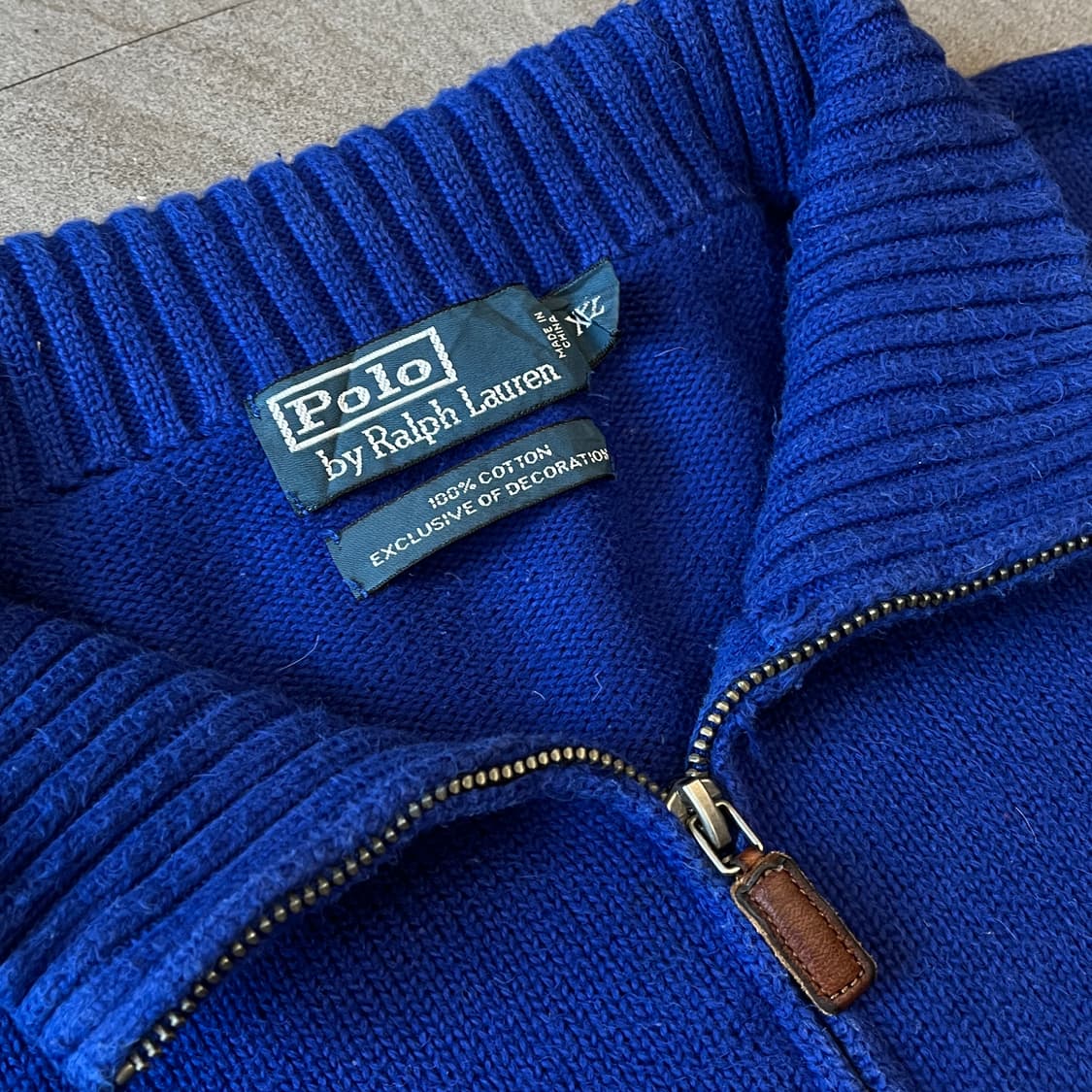 폴로 정품 딥 블루 해비 코튼 반집업 니트 상품이미지5
