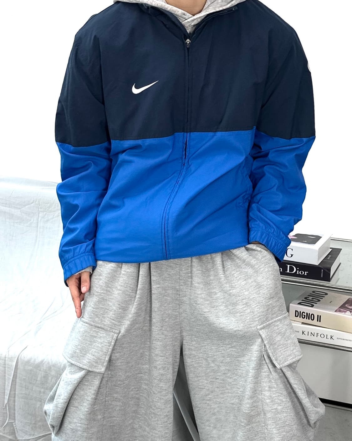나이키 네이비 블루 배색 바람막이 L 상품이미지2