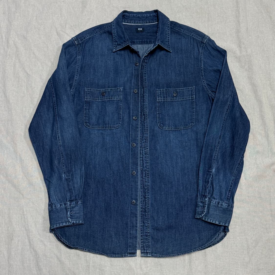 유니클로 진청 샴브레이 데님셔츠 L 상품이미지1