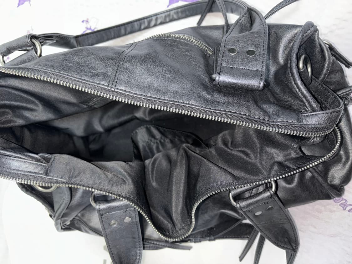 팬시클럽 벨티드 워싱 레더백 블랙 상품이미지5