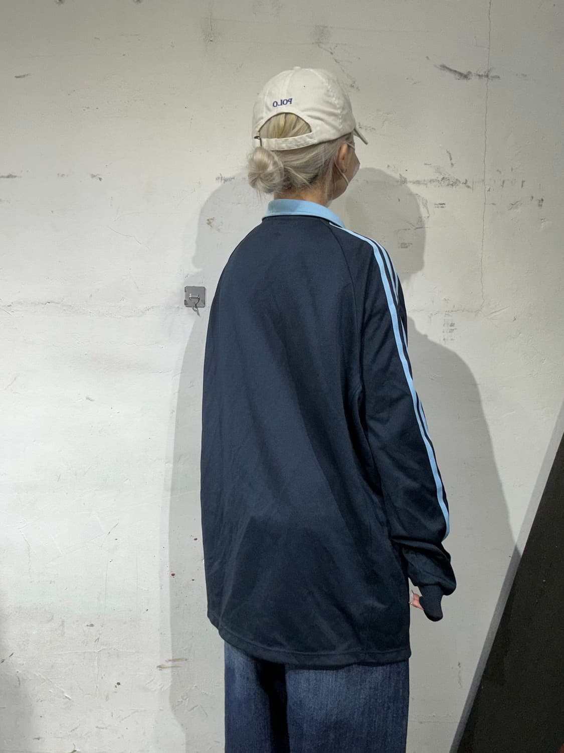 아디다스 네이비 스카이 블루 삼선 오버핏 올드스쿨 트랙탑 져지 2XL 상품이미지3