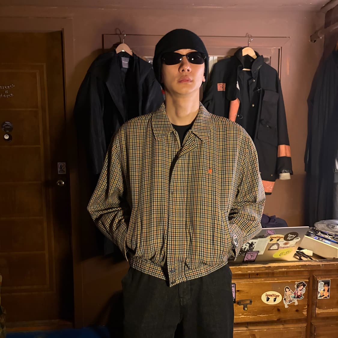 KOLON MANSTAR YELLOW WOOL CHECK JACKET 상품이미지1