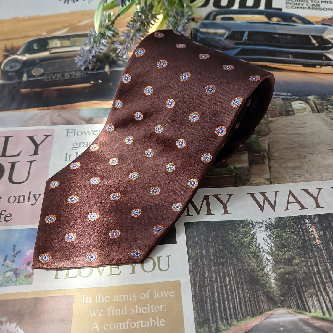 폴스튜어트 실크 브라운 미세 패턴 넥타이 8.8cm A+등급 A18950 상품이미지2