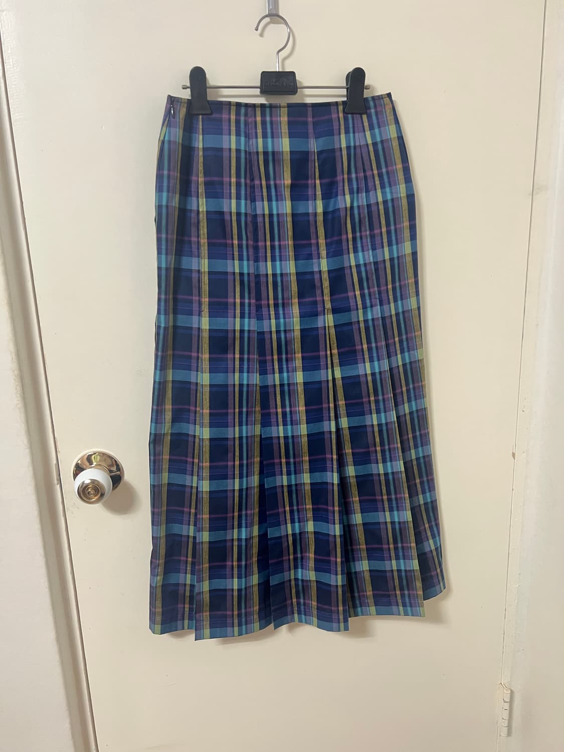 Long Check Pleated Skirt _ Blue 상품이미지3