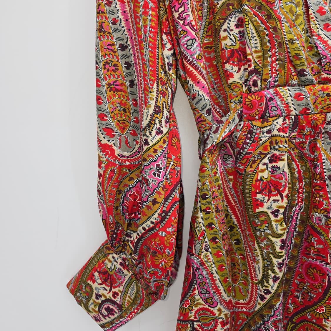 ZARA Paisley Satin Dress with Belt Pink 상품이미지3