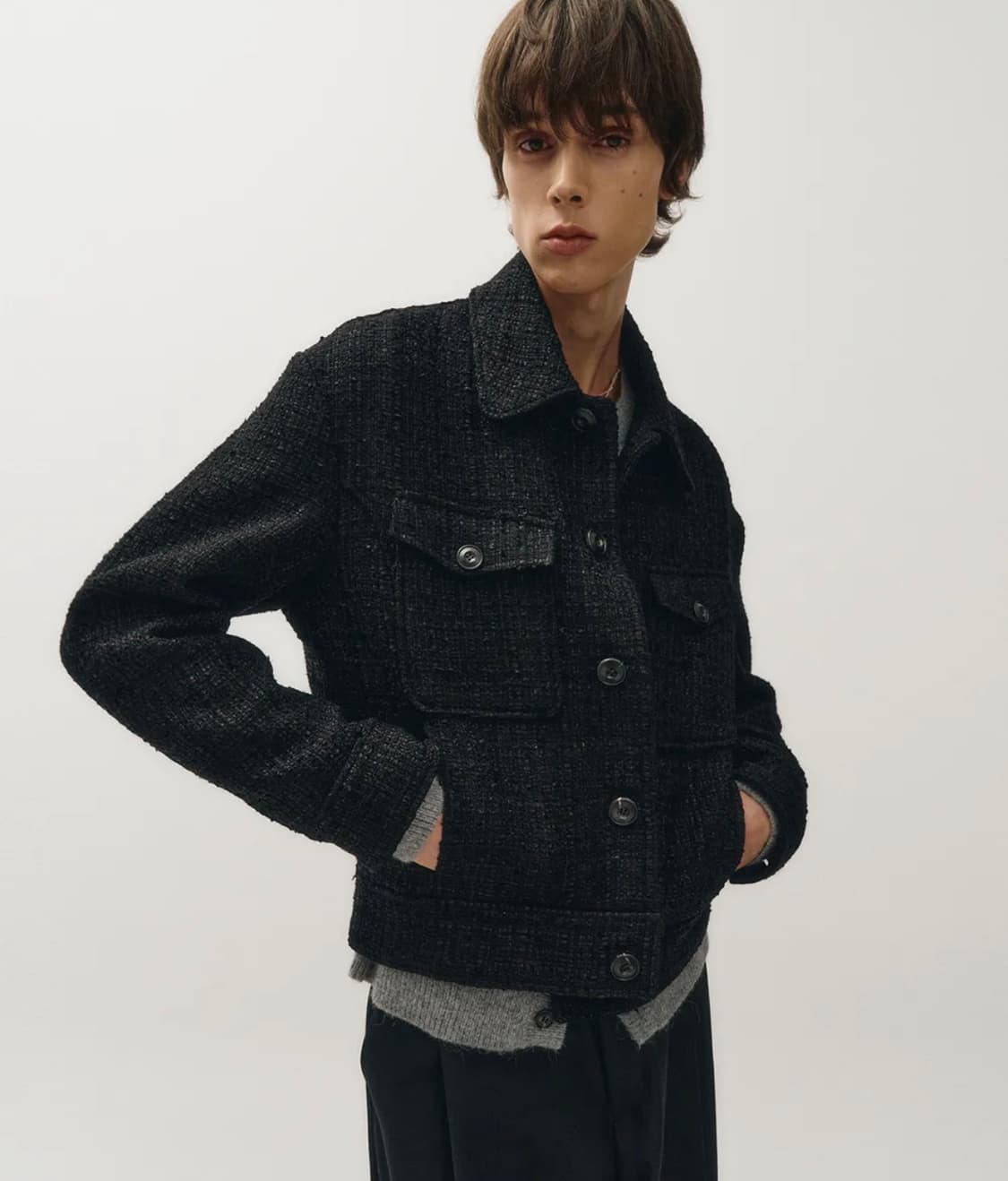 [48] 노이어 펜시 트위드 트러커 자켓 (블랙) 상품이미지1
