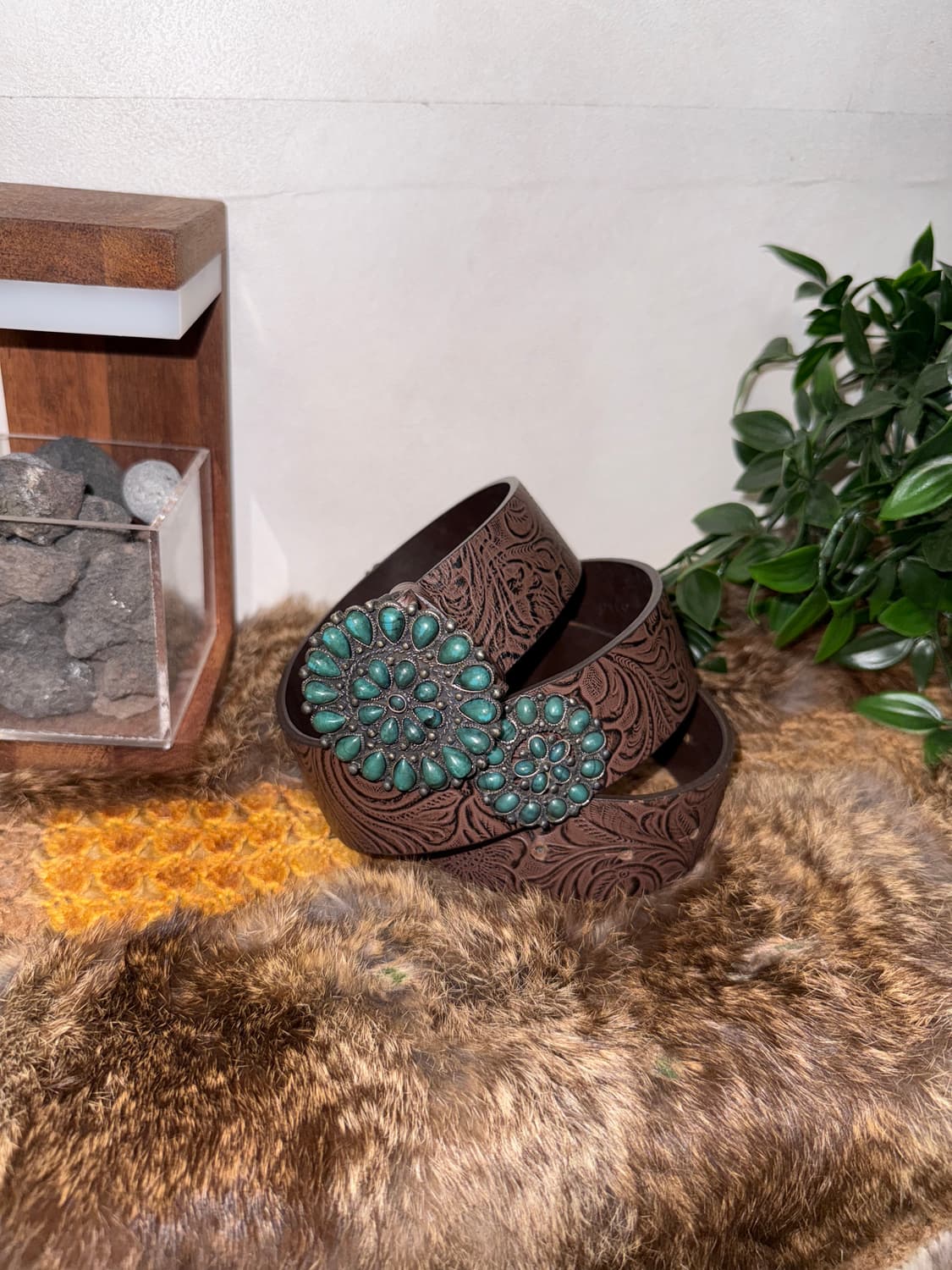 Brown oriental gemstone buckle belt 상품이미지2