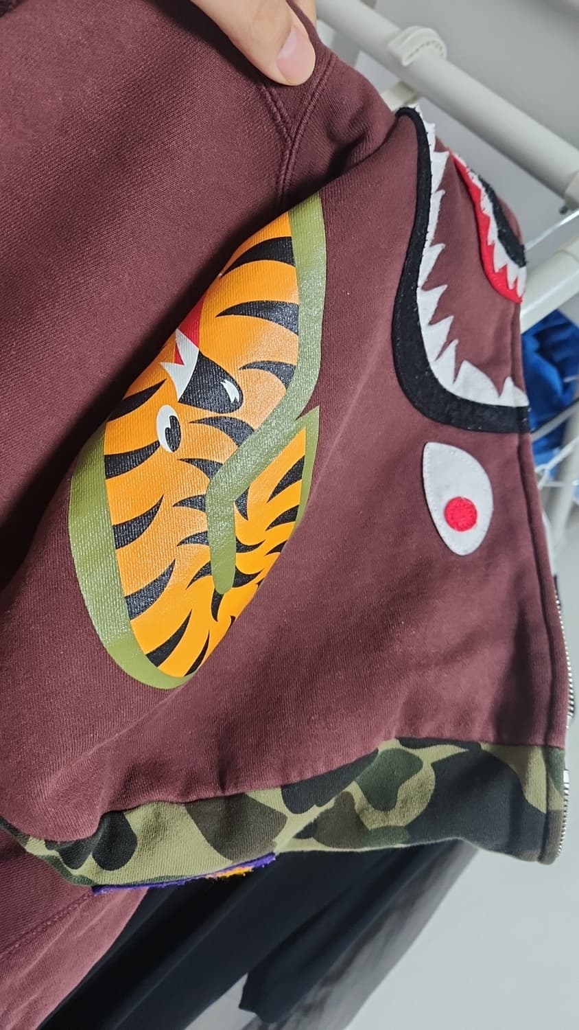 베이프 반카모 샤크 후드집업 버건디 L 상품이미지2