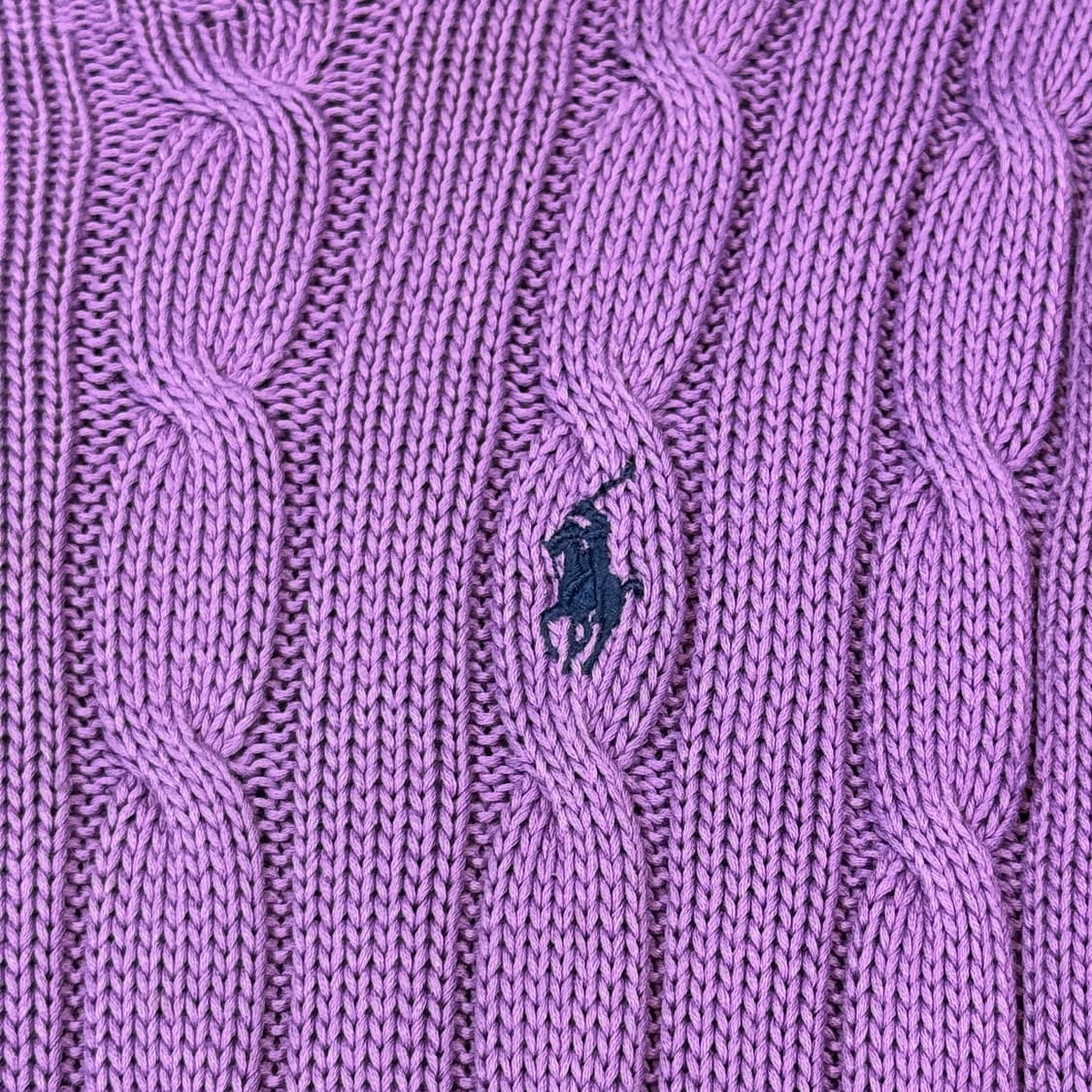 M) 폴로 랄프로렌 피마코튼 케이블 니트 퍼플 보라색 상품이미지4