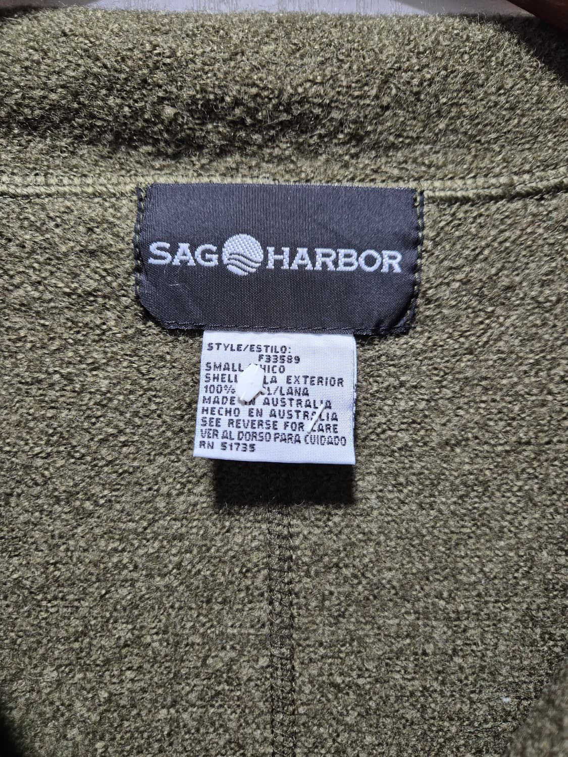 (세일)VTG.SAG HARBOR 올리브카키 압축울 가디건자켓 상품이미지9