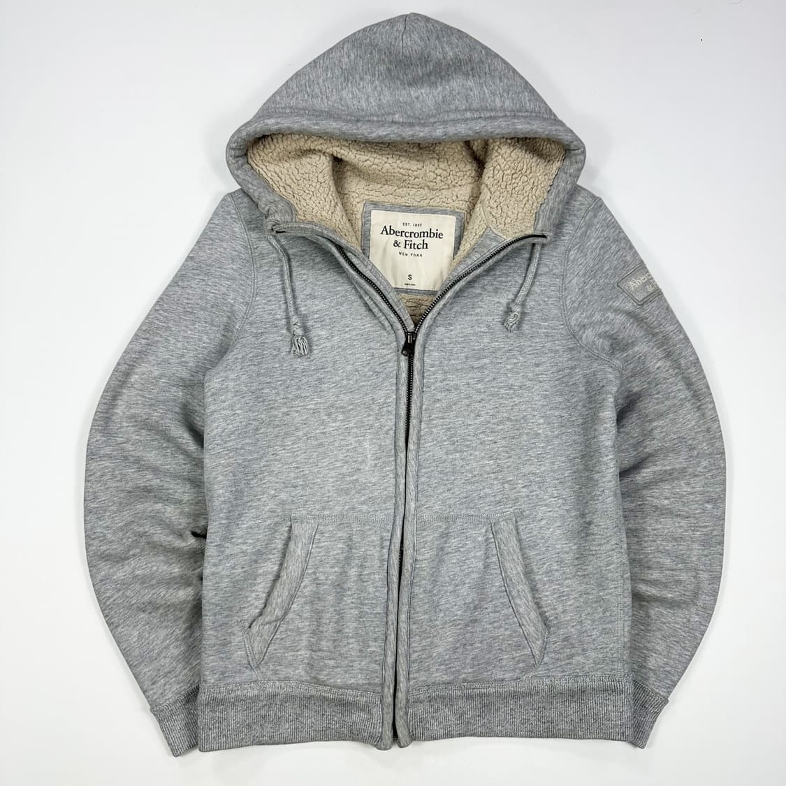 아베크롬비 뉴욕 피치 양털 그레이 후드집업 (S) 상품이미지2
