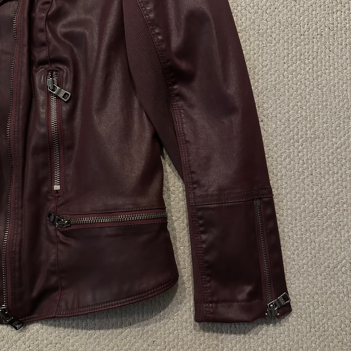 아르마니 Armani 코티드 버건디 라이더 자켓 상품이미지4