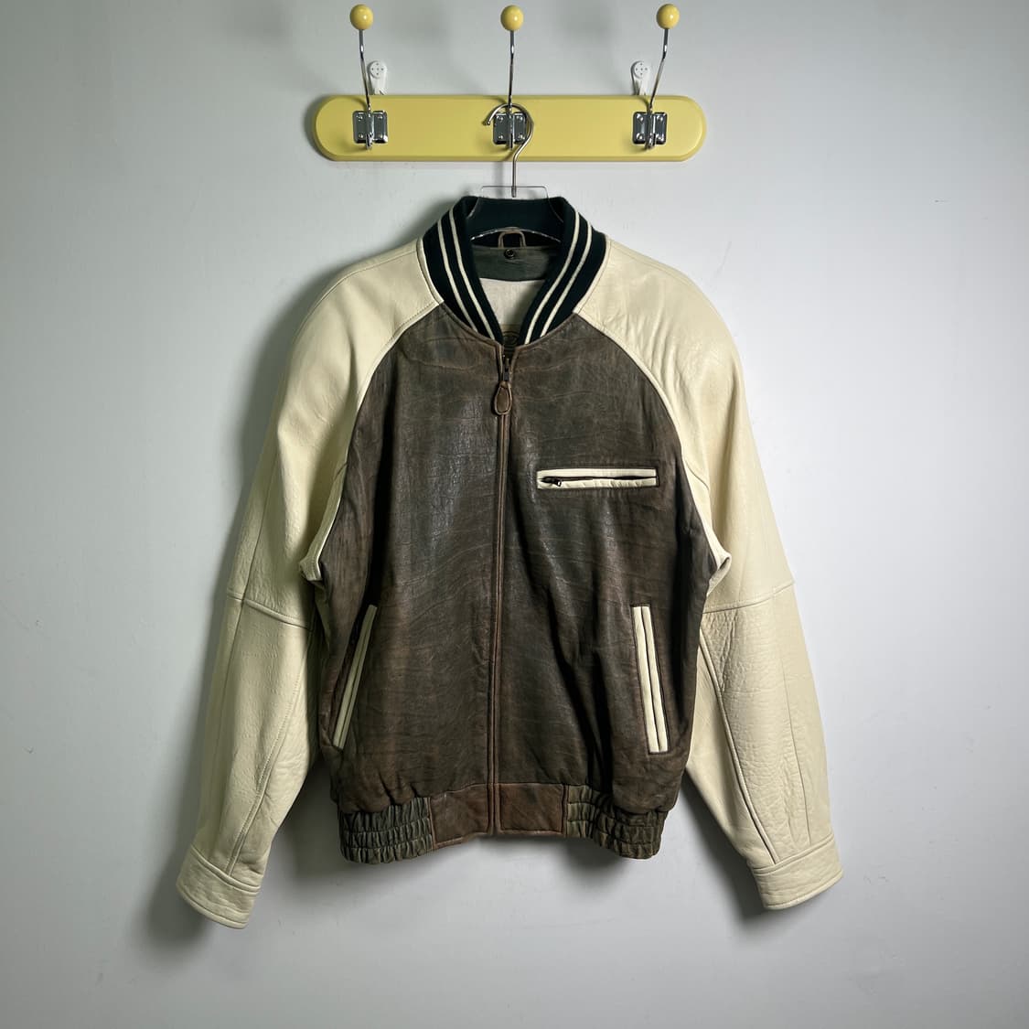90's 조지 타운 레더 빈티지 레더 바시티 자켓 S 상품이미지1